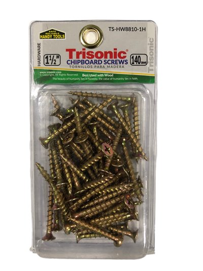 24913 - Trisonic Chipboard Screws 1 1/2" ( TS-HW8810-1H ) - 140g - Box:  - Loc: A1