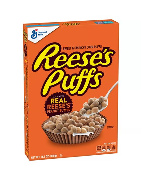 25015 - General Mills Reese's Puffs Cereal - 11.5oz. (Case of 12) - Box:  - Loc: R4