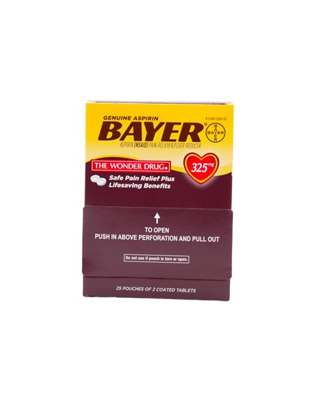 25334 - Bayer Aspirin 325mg - 100 Tabs - Box:  - Loc: K1