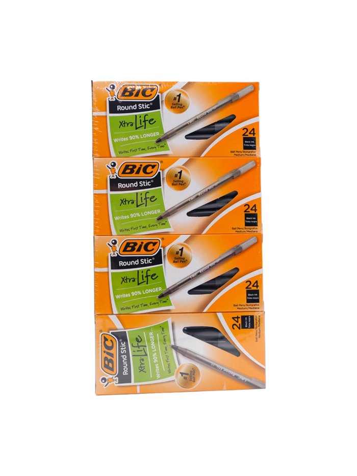 25370 - Bic Round Stic, Black- 24 ct - Box:  - Loc: P0