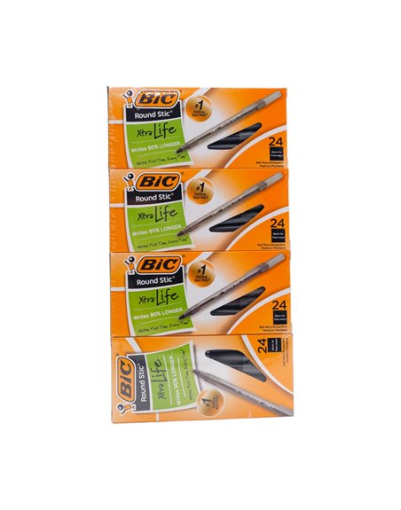 25370 - Bic Round Stic, Black- 24 ct - Box:  - Loc: P0