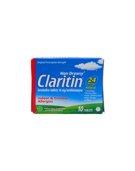 25471 - Claritin 24 Hrs Allergy Relief - 10 Tabs - Box:  - Loc: K3