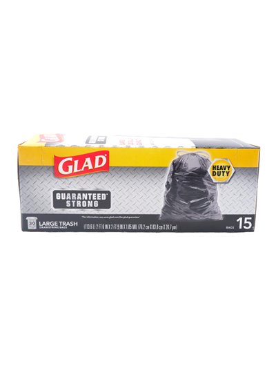 25817 - Glad Storage Drawstring / Trash Black, 30 Gallon - 15 Bags (Case of 12) - Box:  - Loc: A3