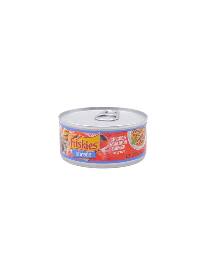 26076 - Friskies Cat Food Shreds with Chicken & Salmon Dinner In Gravy , 5 oz. - (24 Cans) - Box:  - Loc: E13