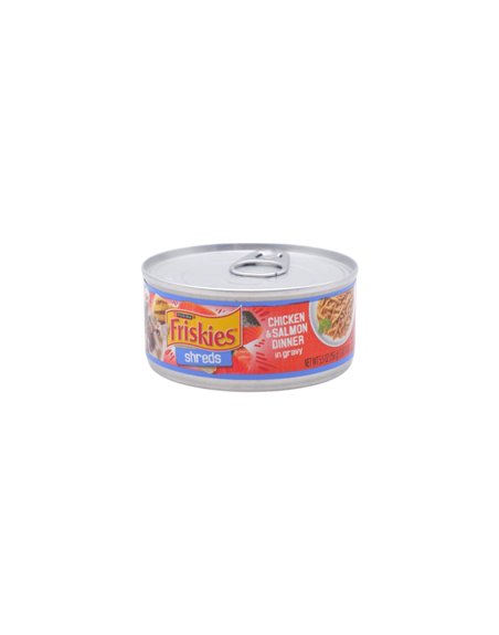 26076 - Friskies Cat Food Shreds with Chicken & Salmon Dinner In Gravy , 5 oz. - (24 Cans) - Box:  - Loc: E13