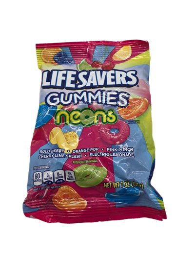 26828 - LifeSavers Gummies Neons ( Peg Bag ) 7 fl. oz - 12ct - Box:  - Loc: L5
