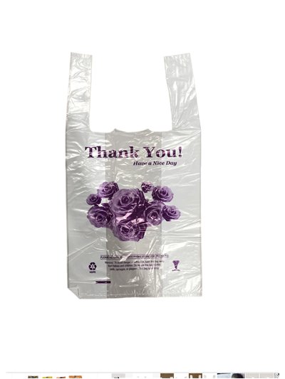 26855 - Shopping Bags Thank You White (Flower)  -  1/10 (Case Of 1500) - Box:  - Loc: N6