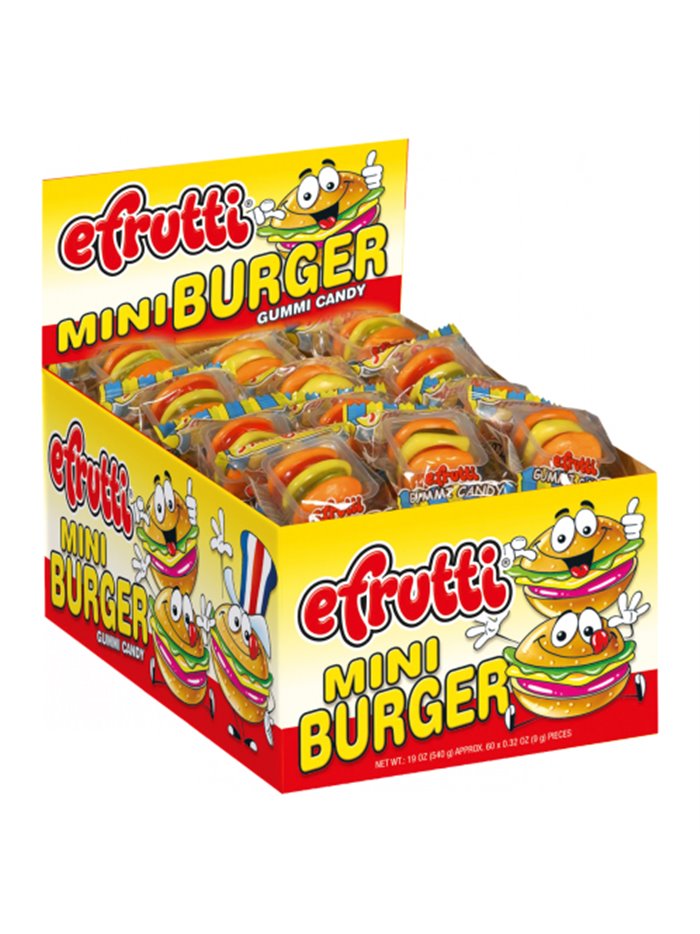 114 - Efrutti Mini Burger - 60 Count. (Case of 8) - Box:  - Loc: L11