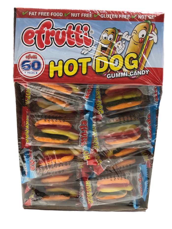 115 - Efrutti Hot Dog - 60 Count - Box:  - Loc: L12