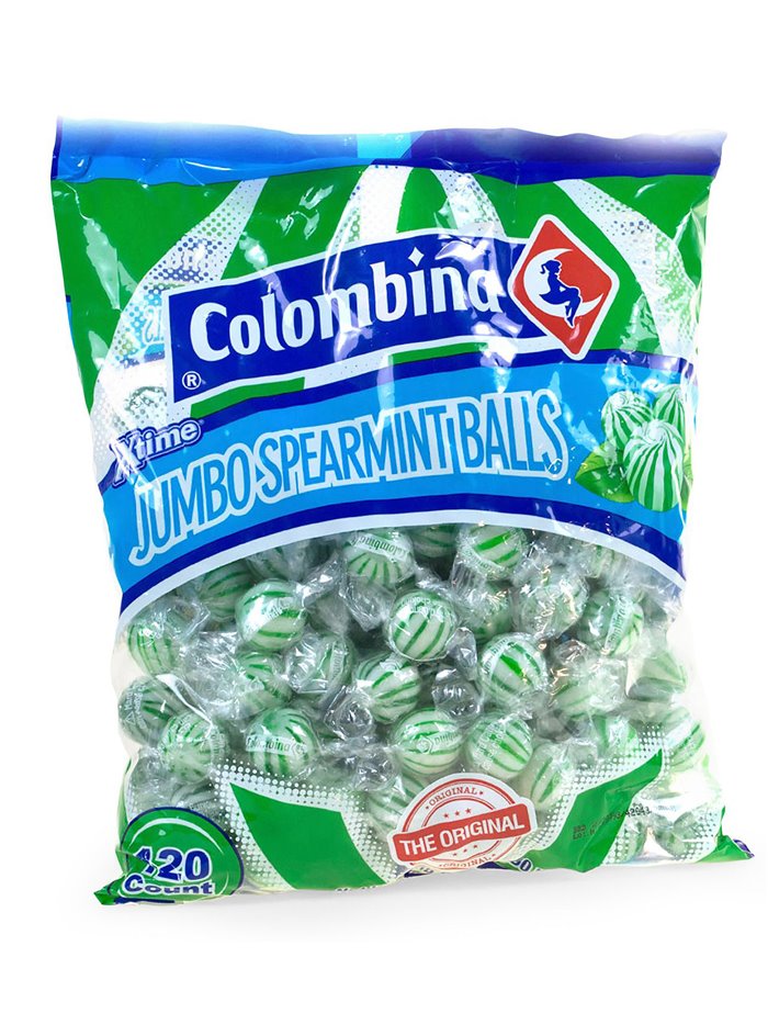 252 - Colombina Jumbo Candy Balls Spearmint - 120ct - Box:  - Loc: M3