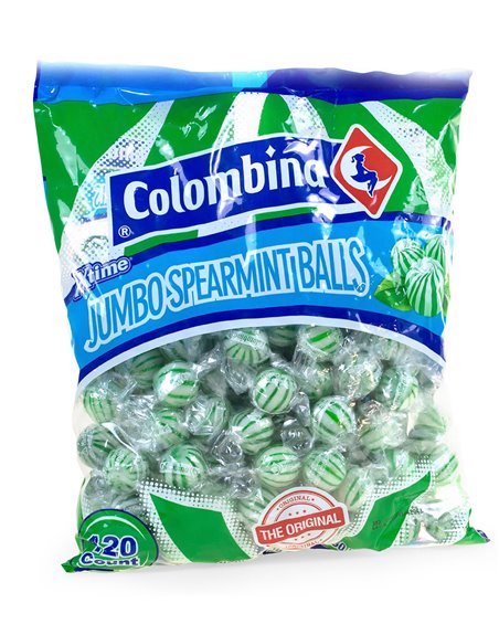 252 - Colombina Jumbo Candy Balls Spearmint - 120ct - Box:  - Loc: M3