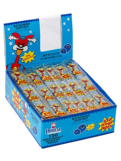 321 - Sour Power Belts Blue Raspberry - 150ct - Box:  - Loc: L12