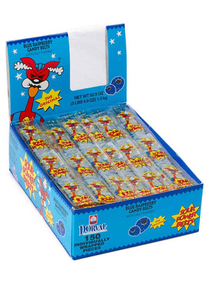 321 - Sour Power Belts Blue Raspberry - 150ct - Box:  - Loc: L12