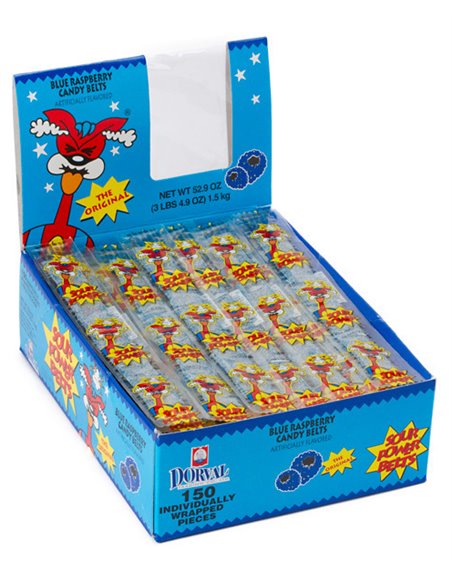 321 - Sour Power Belts Blue Raspberry - 150ct - Box:  - Loc: L12