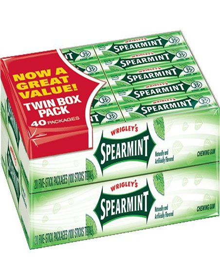 1353 - Wrigley's Spearmint Gum - 40 Pack - Box:  - Loc: N3