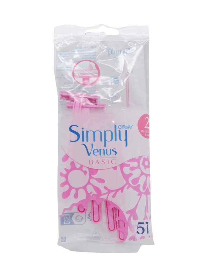 28731 - Gillette Simply Venus ( Two Blade ) Disposable Razors - 5 Pack - Box:  - Loc: L0