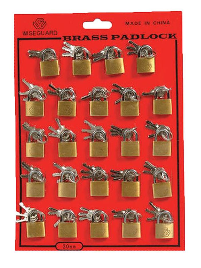 2977 - Brass Padlock 20mm - 24ct - Box:  - Loc: J1