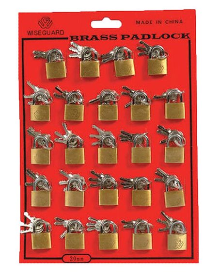 2977 - Brass Padlock 20mm - 24ct - Box:  - Loc: J1