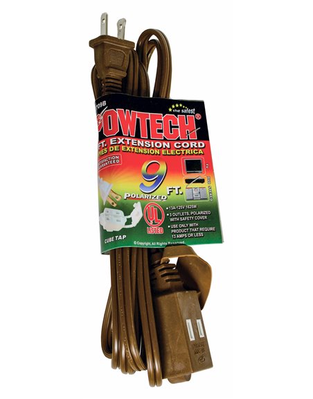 3044 - Extension Cord, Brown - 9 ft. - Box:  - Loc: I10