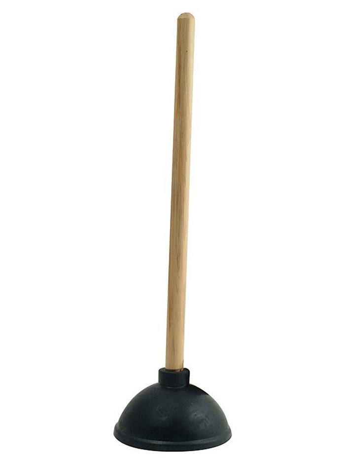 3165 - Toilet Plunger W/Wood Stick, Black - Box:  - Loc: A2