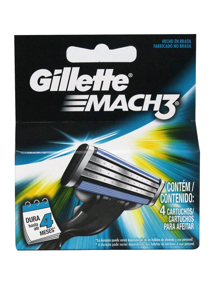 3873 - Gillette Mach3 Refill Cartridges - 4 Pack - Box:  - Loc: L0