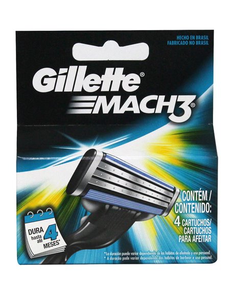 3873 - Gillette Mach3 Refill Cartridges - 4 Pack - Box:  - Loc: L0