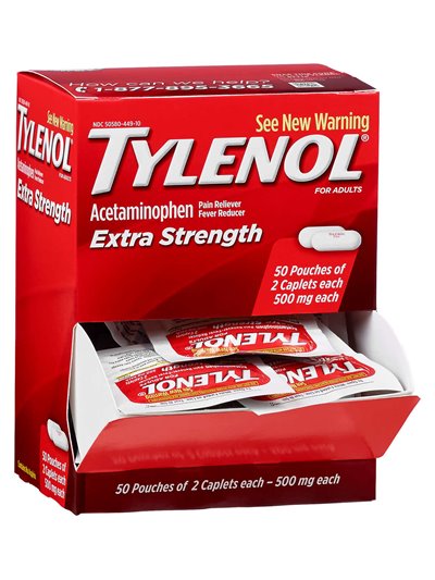 4873 - Tylenol Extra Strength - 50/2's. (Case of 36) - Box:  - Loc: K3