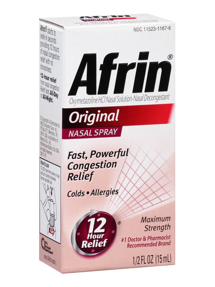 4911 - Afrin Nasal Spray Original - 1/2 fl. oz. (15ml) - Box:  - Loc: K1