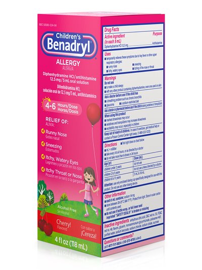 5065 - Benadryl Children's Allergy Relief - 4 fl. oz. - Box:  - Loc: K3