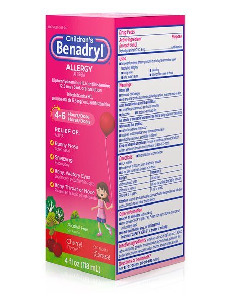 5065 - Benadryl Children's Allergy Relief - 4 fl. oz. - Box:  - Loc: K3