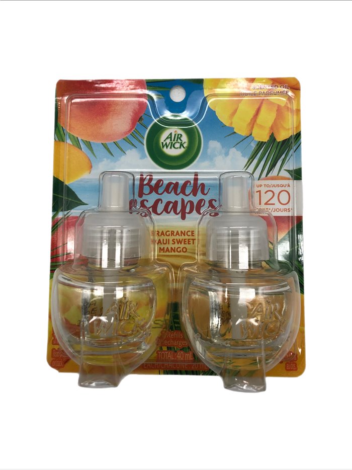 27544 - Air Wick Scented Oil Refill, Beach Scapes, Maui Sweet Mango - 2x40ml. (Case of 6) - Box:  - Loc: I7