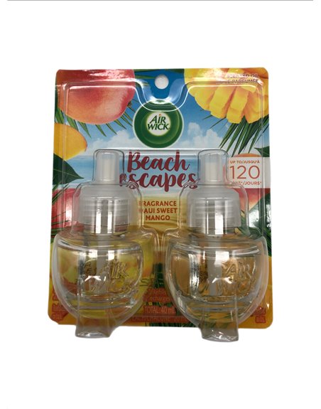 27544 - Air Wick Scented Oil Refill, Beach Scapes, Maui Sweet Mango - 2x40ml. (Case of 6) - Box:  - Loc: I7