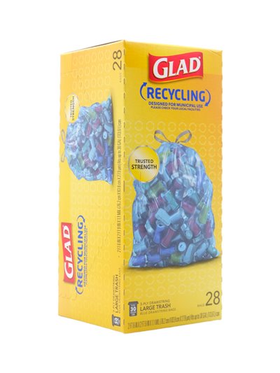 29250 - Glad Recycle Trash Bag (Blue), 30 Gal - 28 Bags (Case of 6).12587 - Box:  - Loc: A4