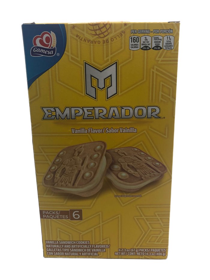 27732 - Gamesa Emperador Sandwich Cookies/Vanilla Flavor - 6/2.3 oz. - Box:  - Loc: F1
