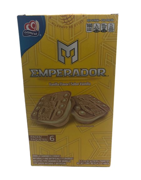 27732 - Gamesa Emperador Sandwich Cookies/Vanilla Flavor - 6/2.3 oz. - Box:  - Loc: F1