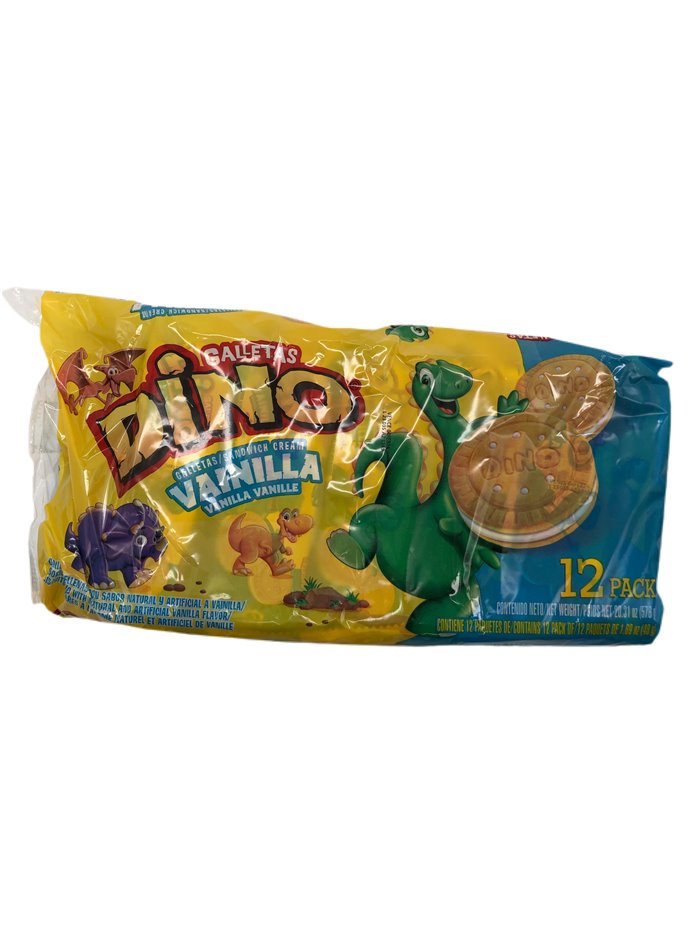 27785 - Galletas Dino Vanilla 20.31oz - 12pk (Case of 18) - Box:  - Loc: N13