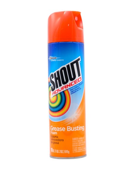 27991 - Shout Advance Grease Busting Foam (Espuma Removedora de Grasa) 8/18 fl.oz. - Box:  - Loc: I5