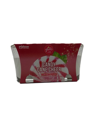 28108 - Glade Candle 2in1 Candy Cane Cheer - 6.8oz (Case of 3) - Box:  - Loc: I5