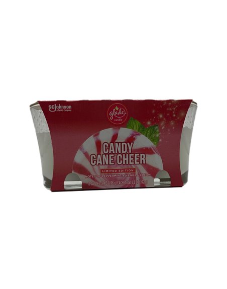 28108 - Glade Candle 2in1 Candy Cane Cheer - 6.8oz (Case of 3) - Box:  - Loc: I5