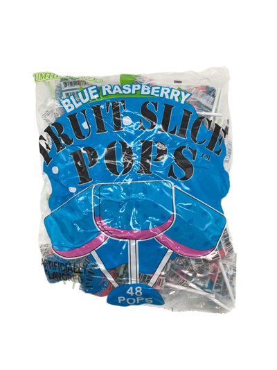 28125 - Fruit Slice Pop Blue Rasberry. 48ct. - Box:  - Loc: M7