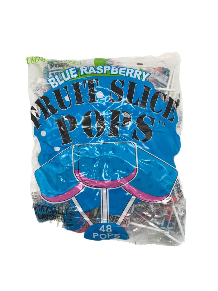 28125 - Fruit Slice Pop Blue Rasberry. 48ct. - Box:  - Loc: M7