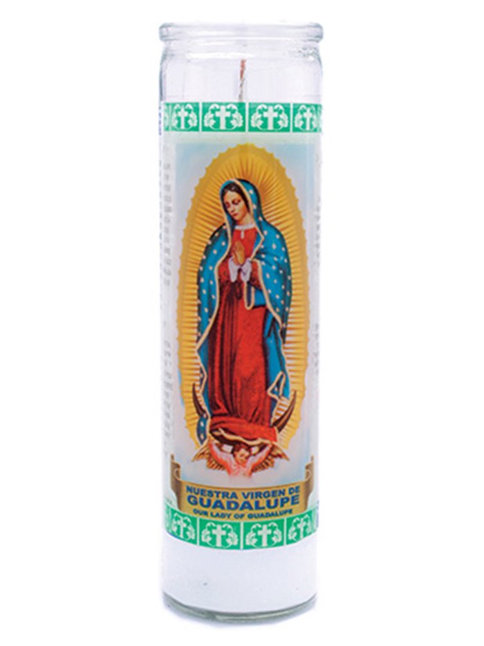 7583 - Candle Virgen Guadalupe White - (Case of 12) - Box:  - Loc: A10