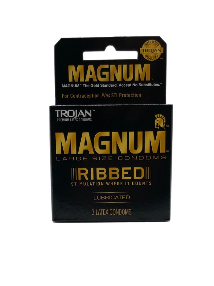 28167 - Trojan Magnum Ribbed,  Lubricant (Large) - 6 Pack/3ct - Box:  - Loc: K10