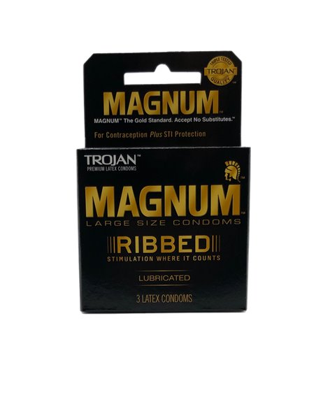 28167 - Trojan Magnum Ribbed,  Lubricant (Large) - 6 Pack/3ct - Box:  - Loc: K10
