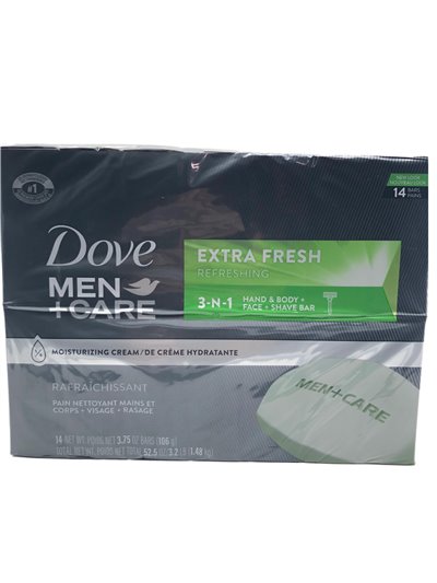 28236 - Dove Men + Care Soap Bar, Extra Fresh - 3.75 oz. (2 Pack) - Box:  - Loc: K7