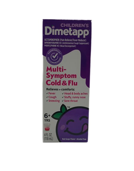 28260 - Dimetapp Children's Multi Symptom Cold & Flu - 4 fl. oz. - Box:  - Loc: K3