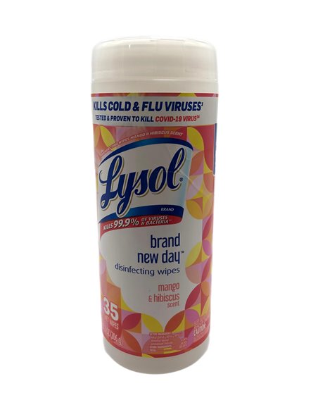 28284 - Lysol Disinfectant Wipes, Mango & Hibiscus Scent - 35ct (3075004) - Box:  - Loc: I8
