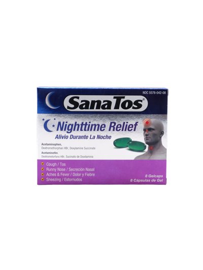 29881 - Sanatos Cough(Tos) Nighttime Relief -  8 capsulas Gel - Box:  - Loc: K5