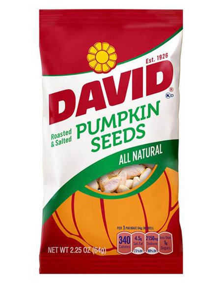 7708 - David Pumpkin Seeds, 2.25 oz. - (12 Pack) - Box:  - Loc: M11