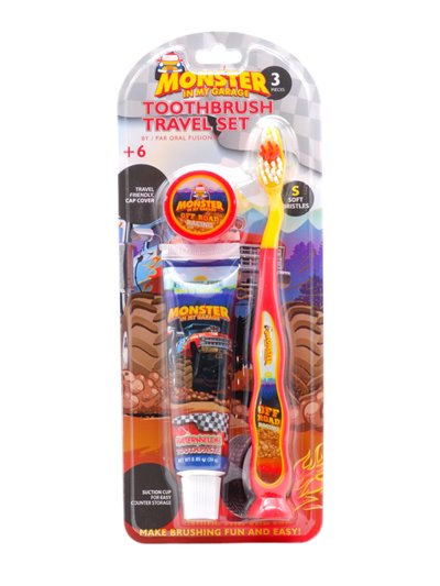 28364 - Oral Fusion Toothbrush Travel Set (Kids) Monster In My Garage - 3 Pack (68032) - Box:  - Loc: K9